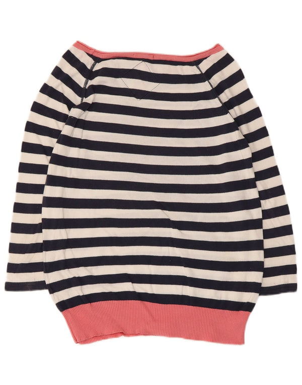Superdry Jersey con cuello barco para mujer, talla 40, talla mediana, color azul marino a rayas
