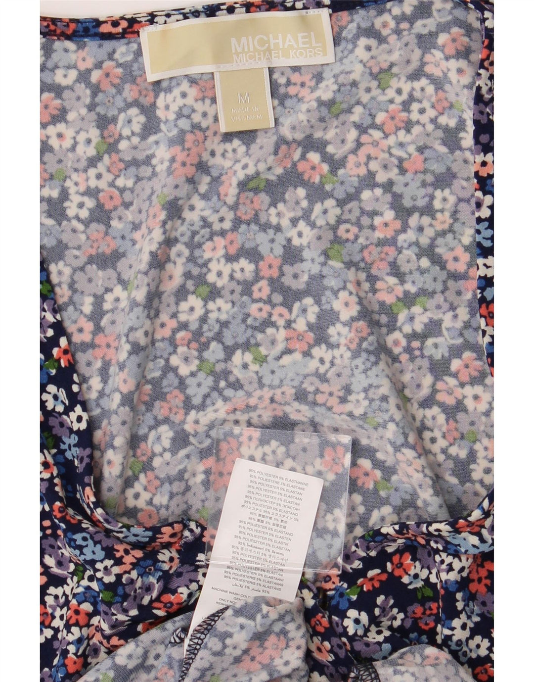 MICHAEL KORS Womens A-Line Dress UK 12 Medium Blue Floral Polyester Vintage Michael Kors and Second-Hand Michael Kors from Messina Hembry 