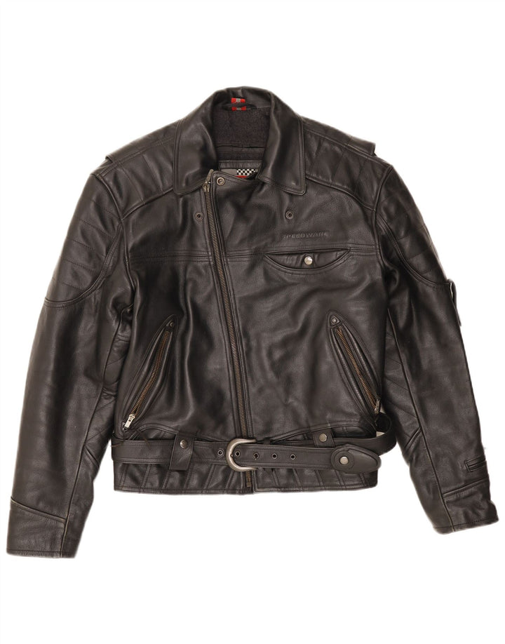 HEIN GERICKE Chaqueta motera de cuero para hombre UK 40 Large Black Leather