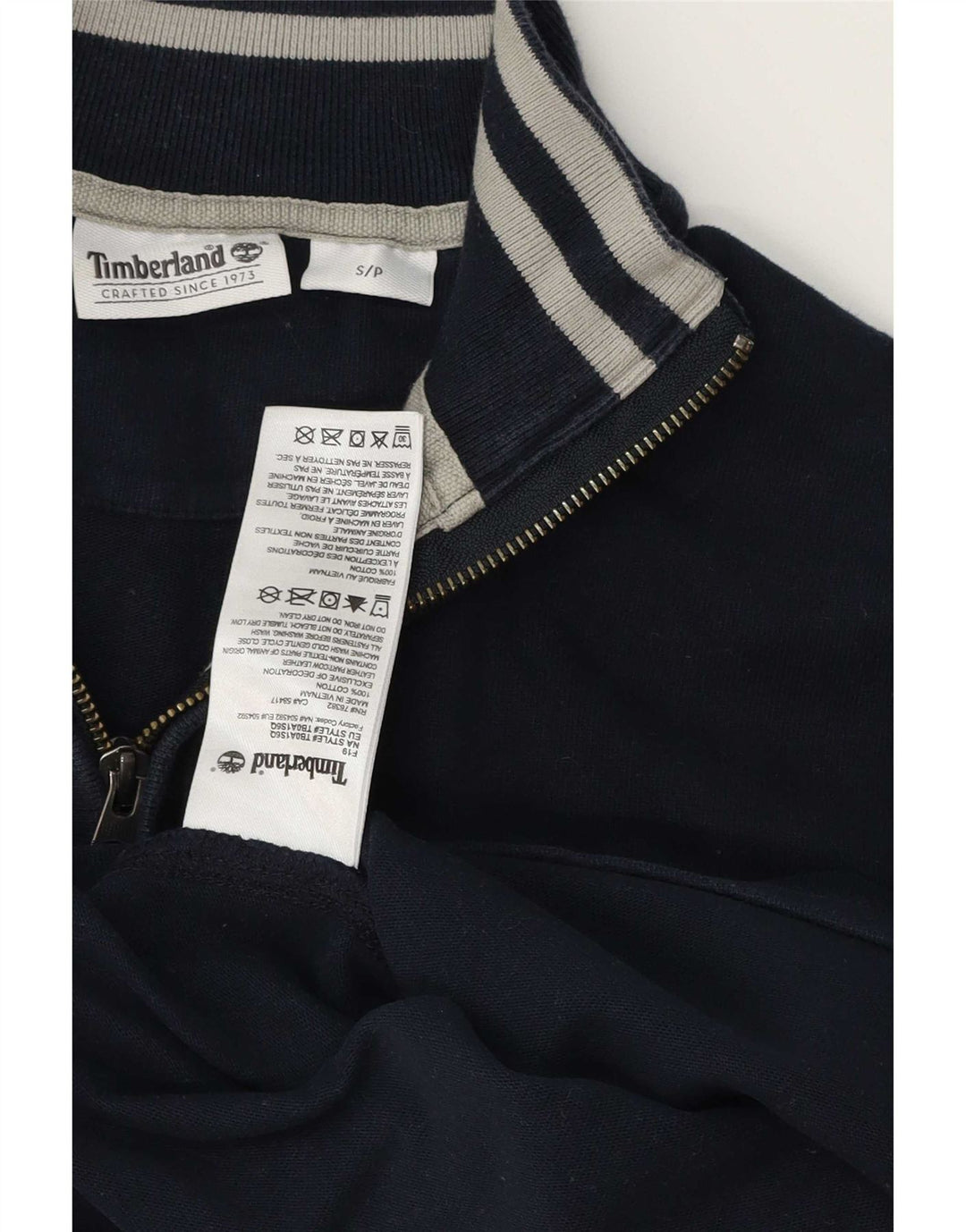 Timberland Hombre Zip Neck Sudadera Jumper Small Azul Marino Algodón