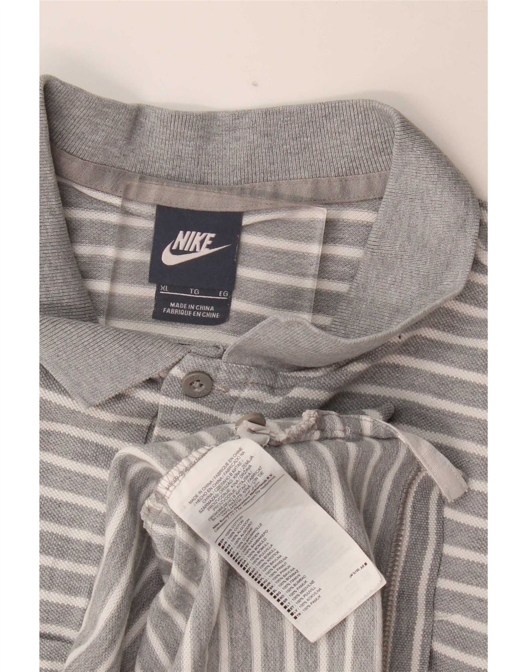 Polo Nike Hombre XL Algodón Rayas Gris