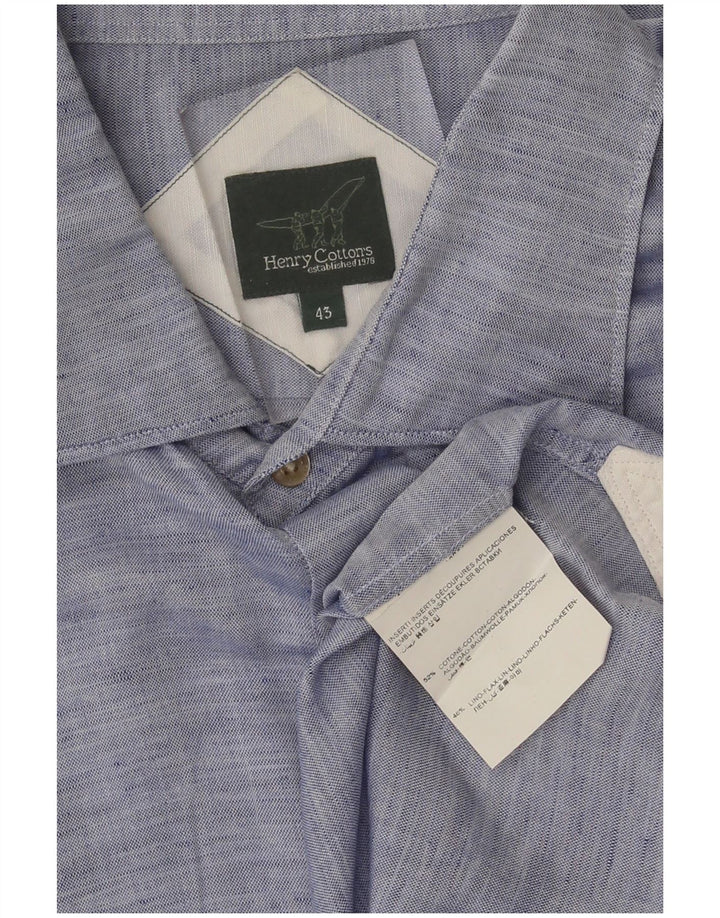 Henry Cottons Camisa para hombre Talla 43 Algodón azul grande