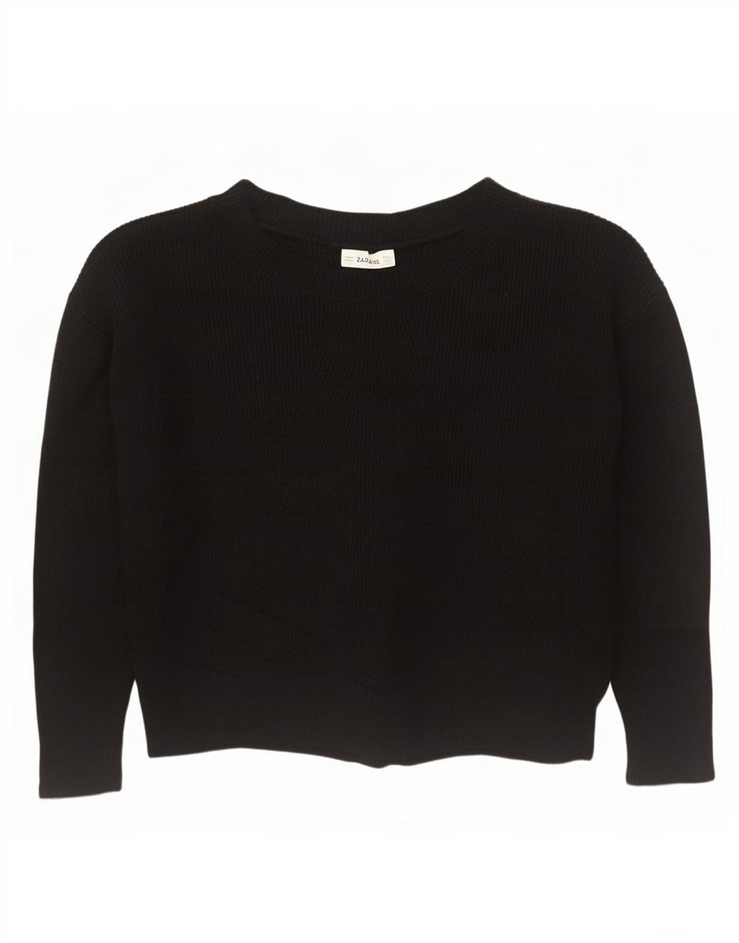 Zara Jersey oversize con cuello barco para mujer, talla 44, talla mediana, viscosa negra