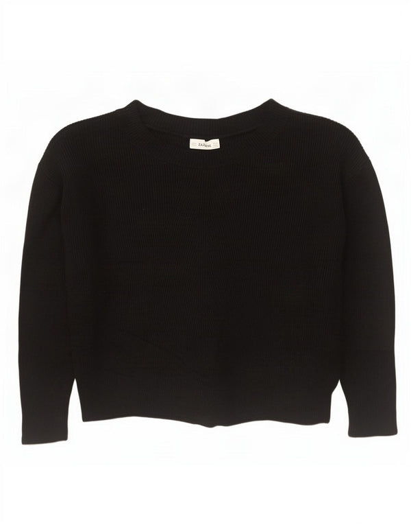 Zara Jersey oversize con cuello barco para mujer, talla 44, talla mediana, viscosa negra