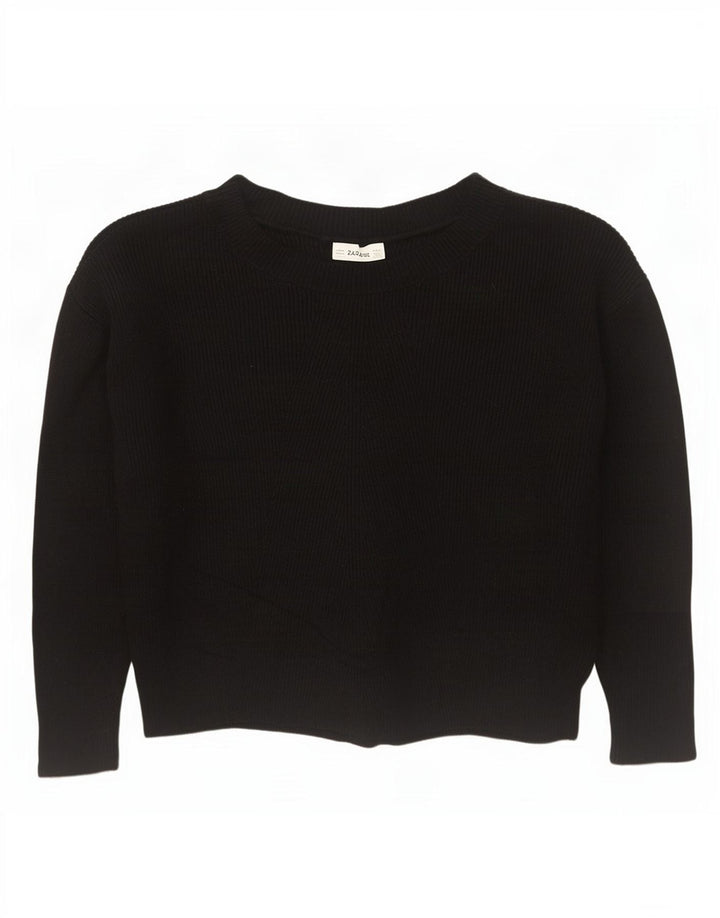 Zara Jersey oversize con cuello barco para mujer, talla 44, talla mediana, viscosa negra