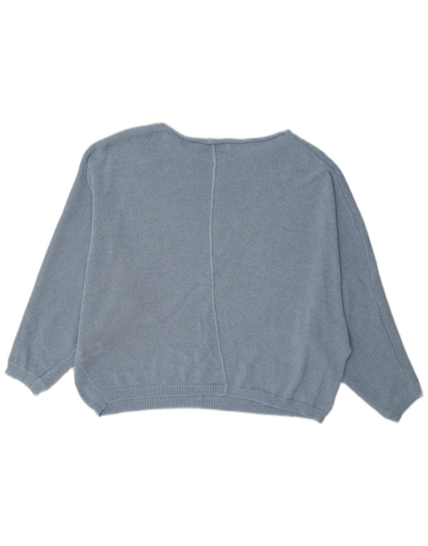 Zara Mujer Oversize Barco Cuello Jersey Jersey UK 10 Pequeño Poliéster Azul