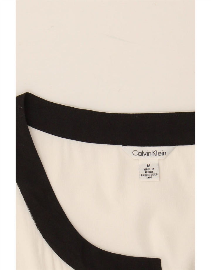 CALVIN KLEIN Blusa sin mangas para mujer UK 44 Medium White Colourblock