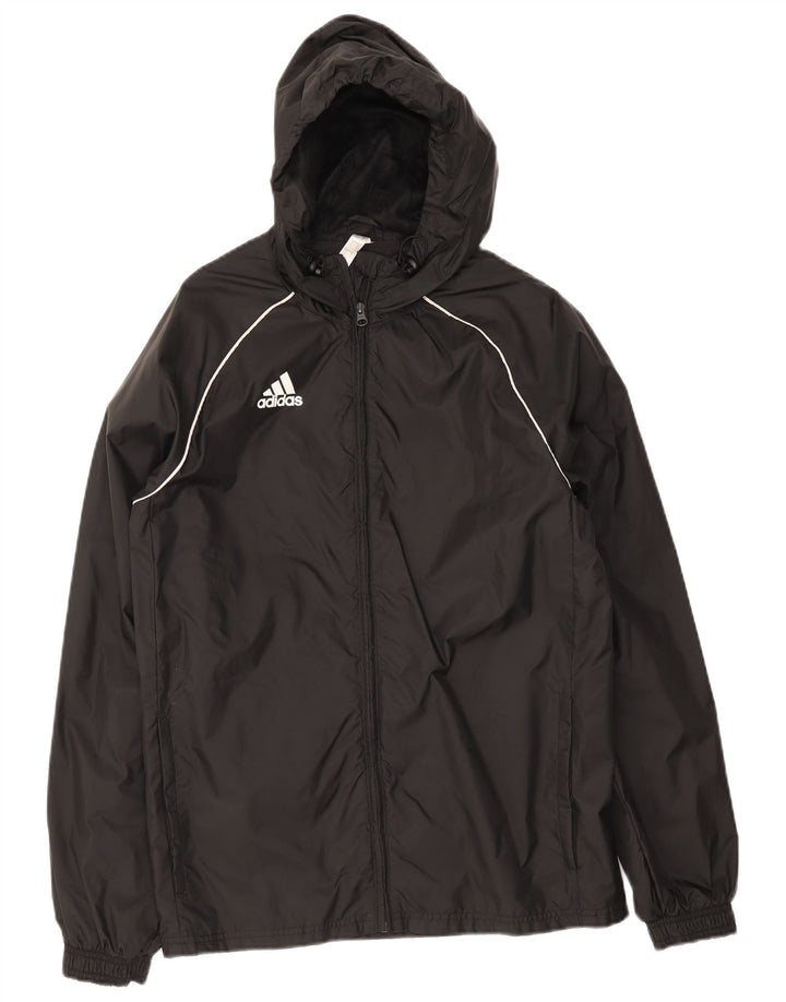 Adidas Mens Hooded Rain Jacket UK 36 Small Black Nylon
