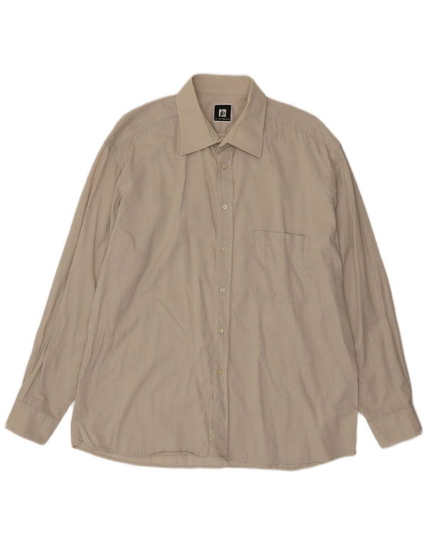 Camisa Roccobarocco Hombre Talla 18 45 2XL Algodón Beige