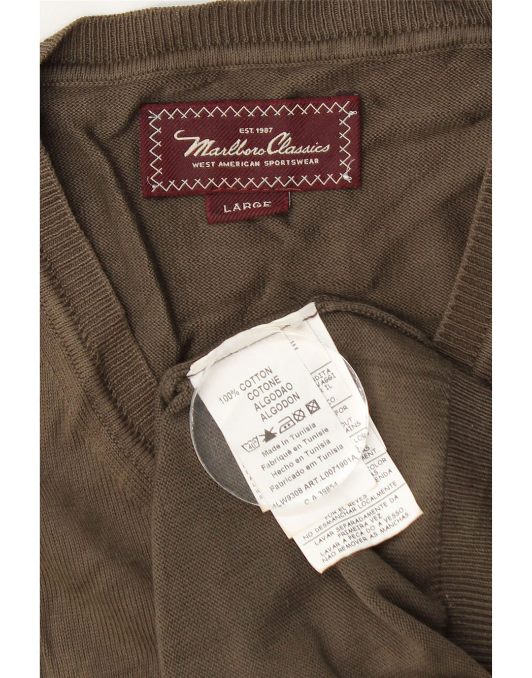 Marlboro Classics - Camiseta sin mangas para hombre, talla grande, algodón marrón