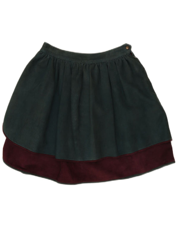 Falda vintage de línea A para mujer IT 40 Small W26 Bloque de color verde