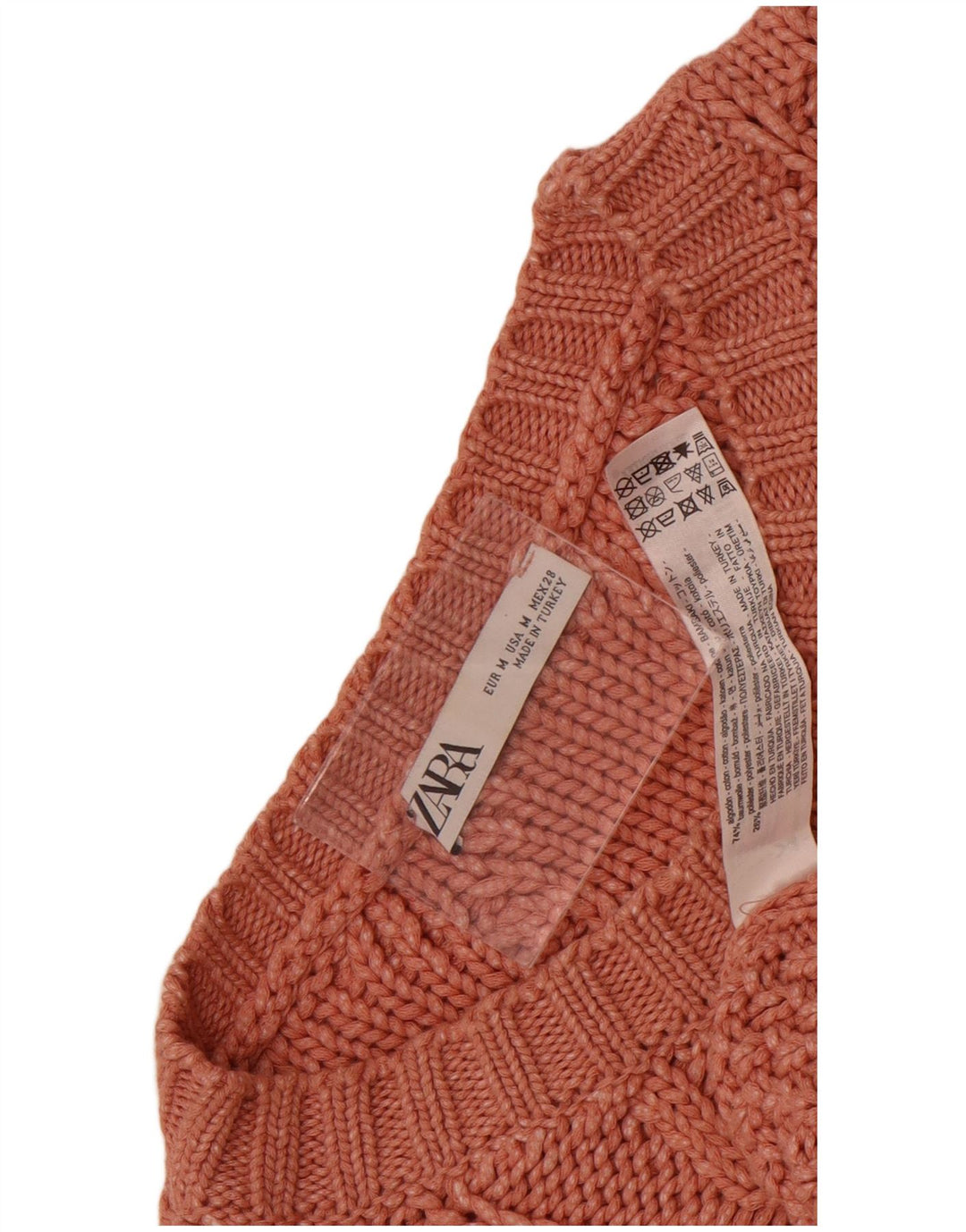 Zara - Jersey extragrande con cuello barco para mujer, talla 40, algodón rosa medio