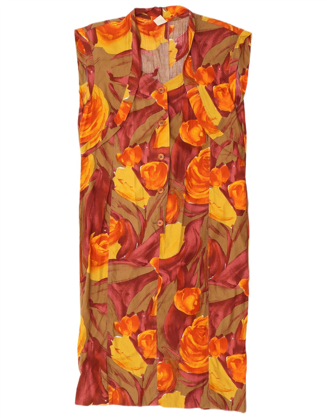 Vintage mujer sin mangas cambio vestido IT 44 medio multicolor floral
