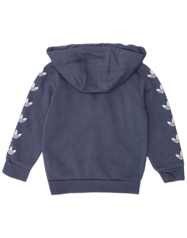 Adidas - Sudadera con capucha y cuello con cremallera para niños, 4-5 años, algodón azul