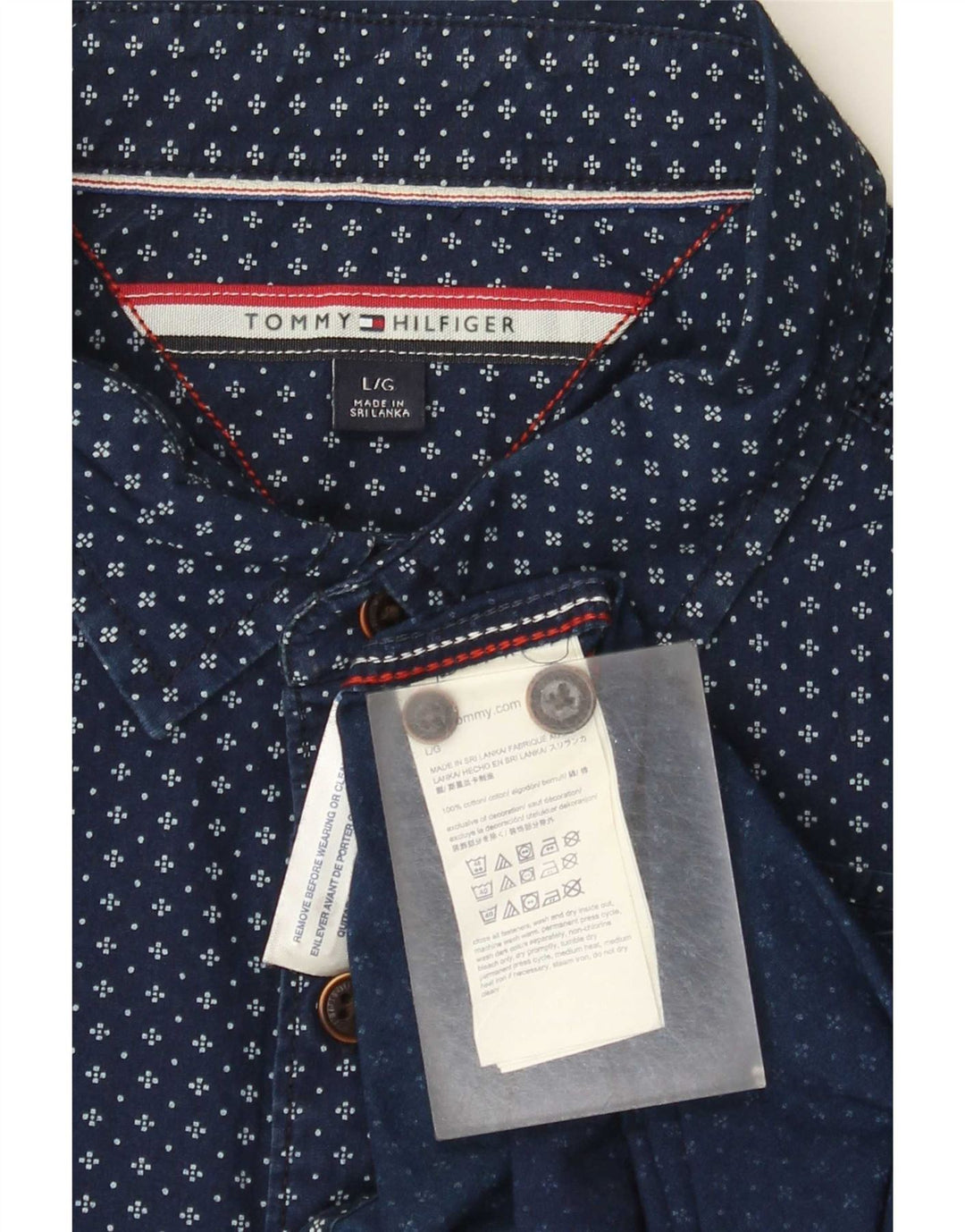 Camisa Tommy Hilfiger Hombre con Estampado Abstracto Grande Azul Marino Algodón