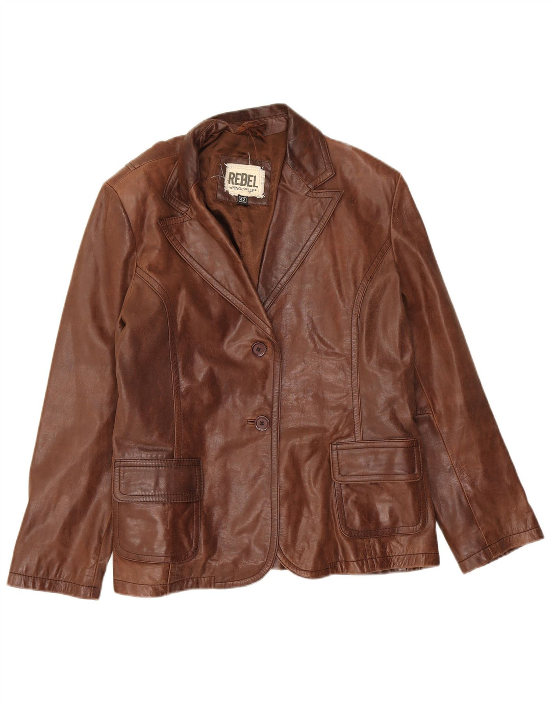 Rino & Pelle Chaqueta tipo blazer de 2 botones para mujer IT 42 Cuero marrón medio