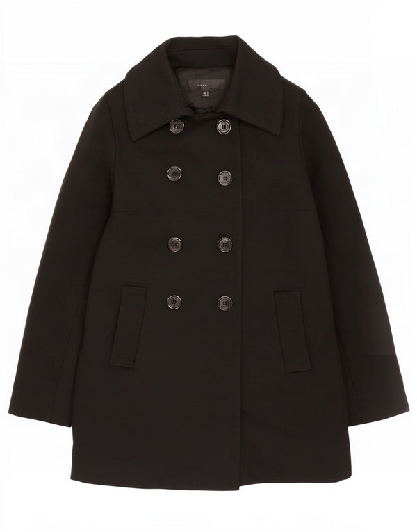 Zara Mujer Abrigo Cruzado UK 10 Small Lana Negra