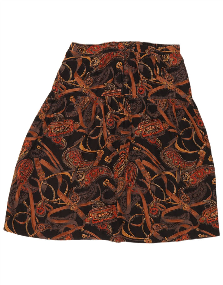 VINTAGE Falda acampanada para mujer W30 Paisley negro medio