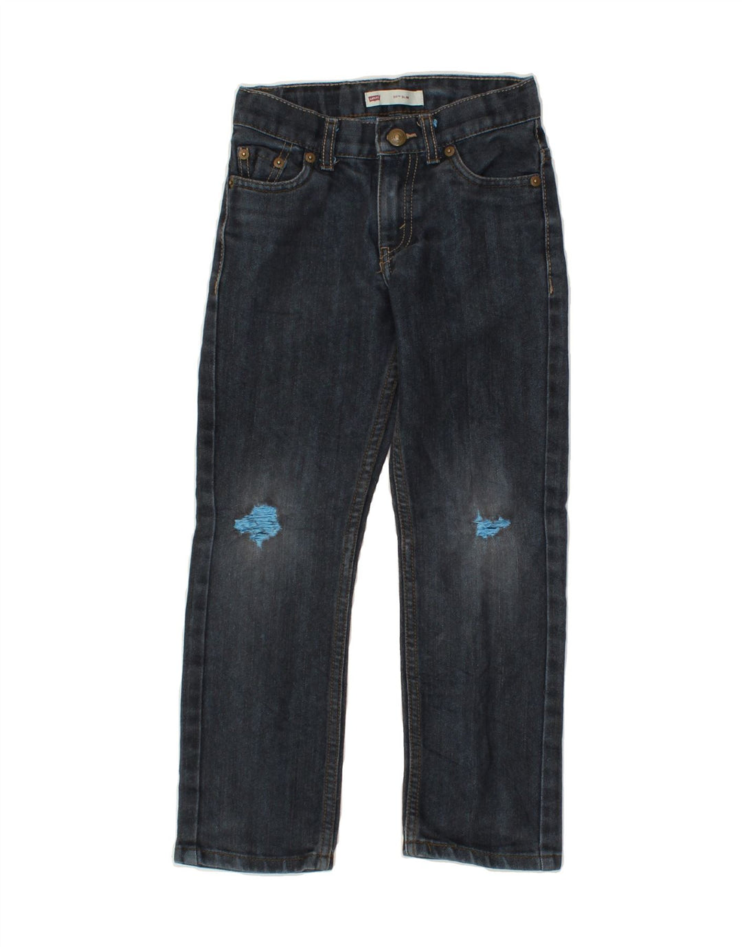 LEVI'S Boys 511 Distressed Slim Jeans 6-7 Years W24 L21  Blue Cotton Vintage Levi's and Second-Hand Levi's from Messina Hembry 