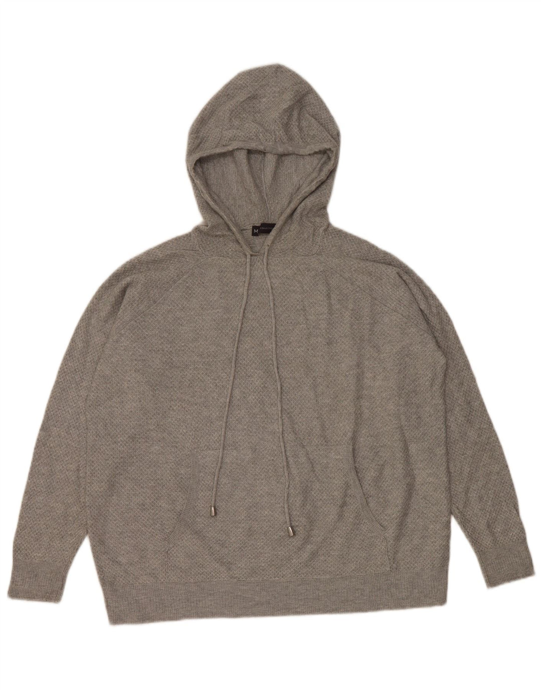 MARKS & SPENCER Womens Hooded Jumper Sweater UK 14 Medium Grey Viscose