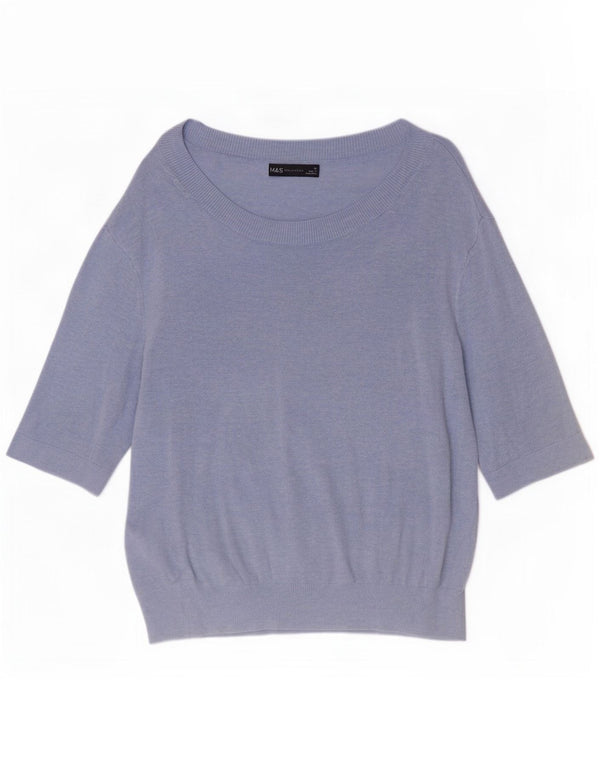 Marks & Spencer Suéter tipo jersey con cuello barco y manga 3/4 para mujer UK 40 Small Blue