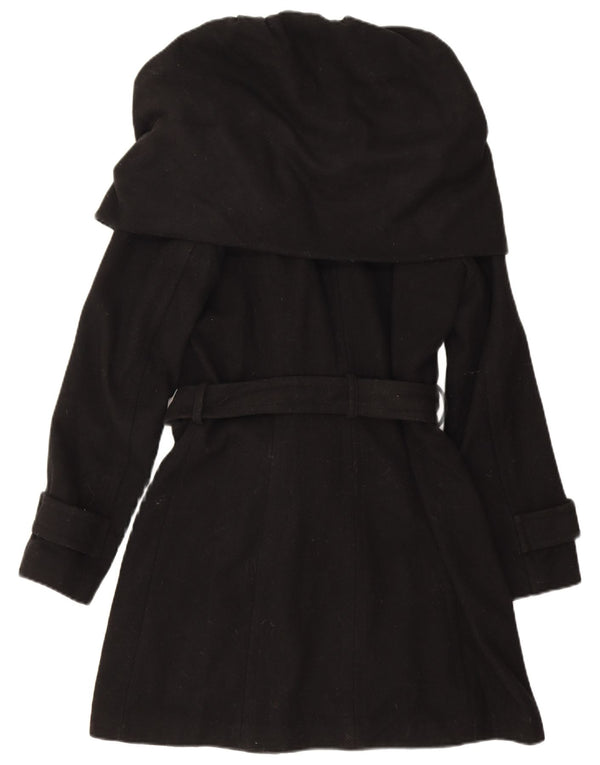 Zara Mujer Gabardina UK 12 Mediana Lana Negra
