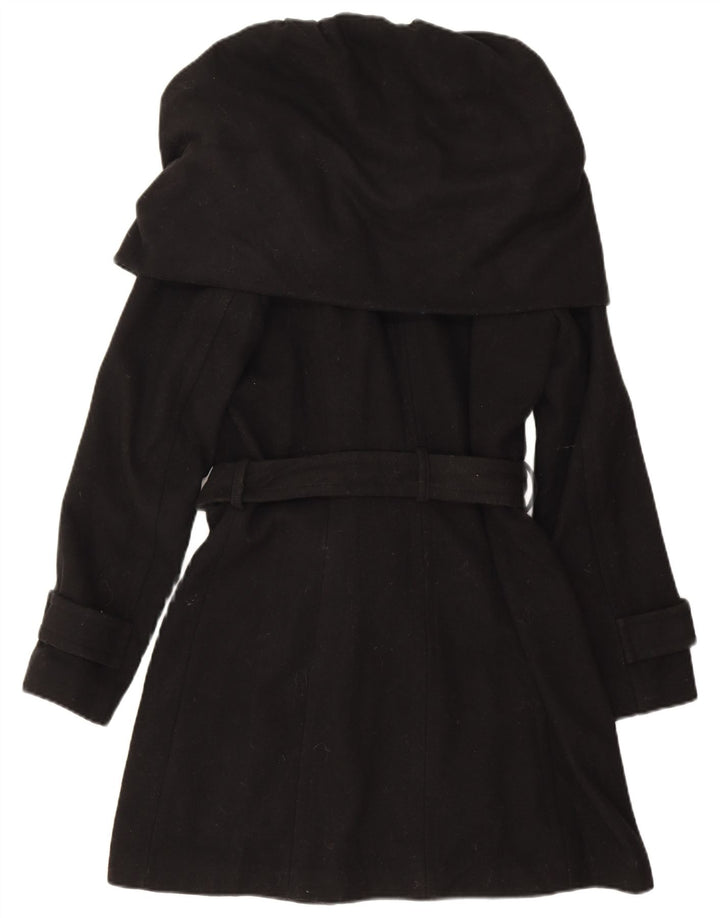 Zara Mujer Gabardina UK 12 Mediana Lana Negra