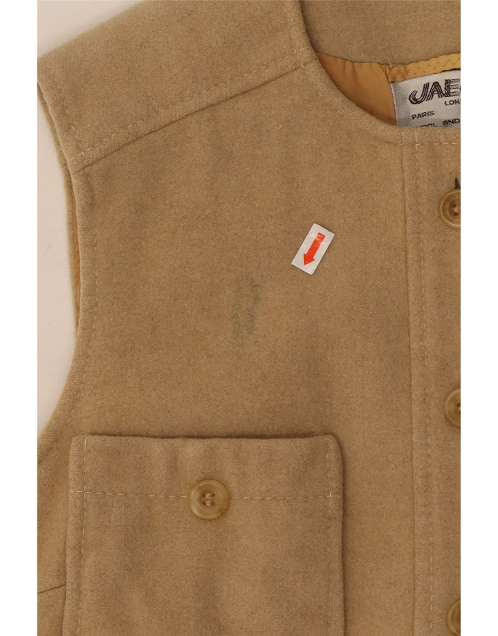 JAEGER Chaleco utilitario para mujer UK 10 Small Beige Wool