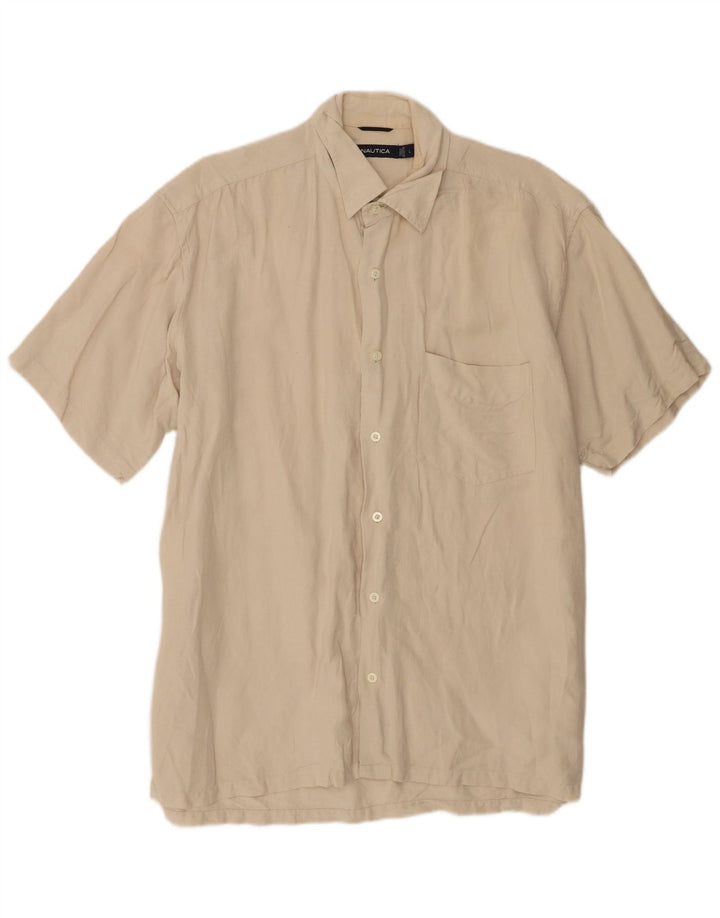 Nautica Camisa Manga Corta Hombre Lino Beige Grande