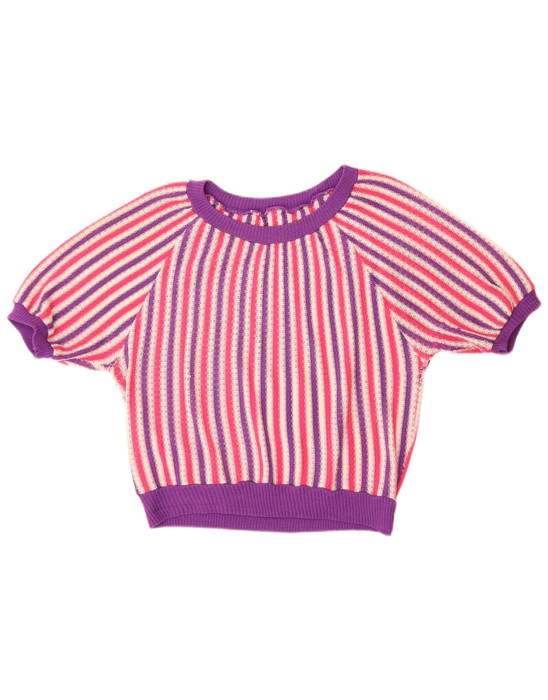 VINTAGE Mujer Barco Cuello Jersey Suéter Reino Unido 14 Grande Multicolor Rayas