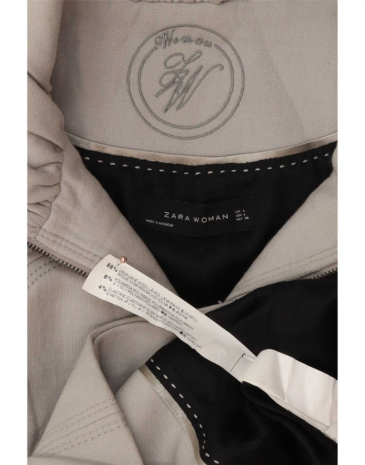 Zara Mujer Abrigo UK 44 Grande Lana Gris