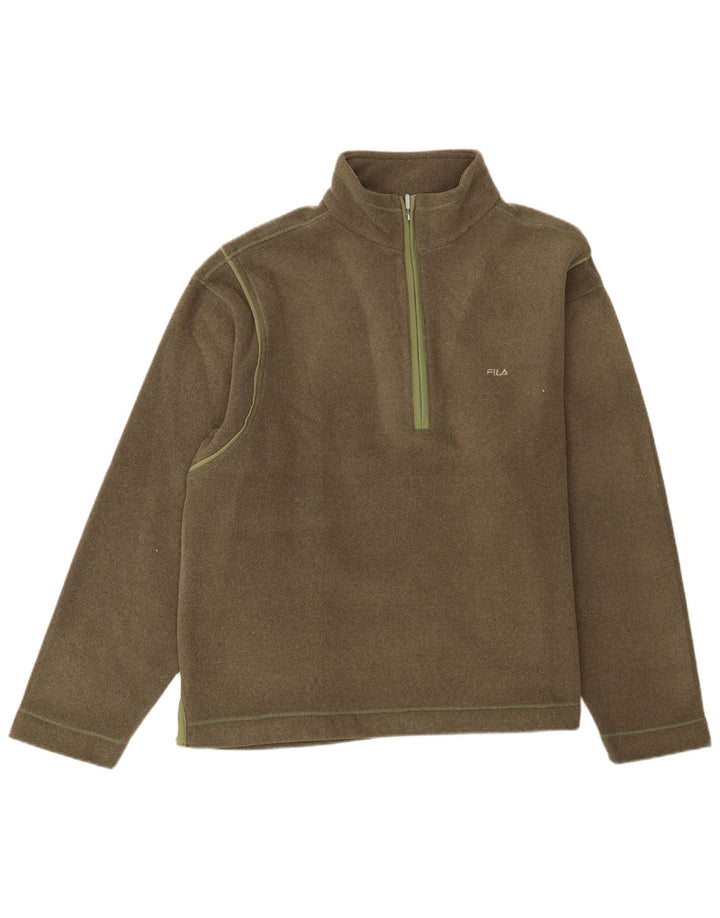 Fila Mens Zip Neck Sudadera Jumper 2XL Caqui Poliéster