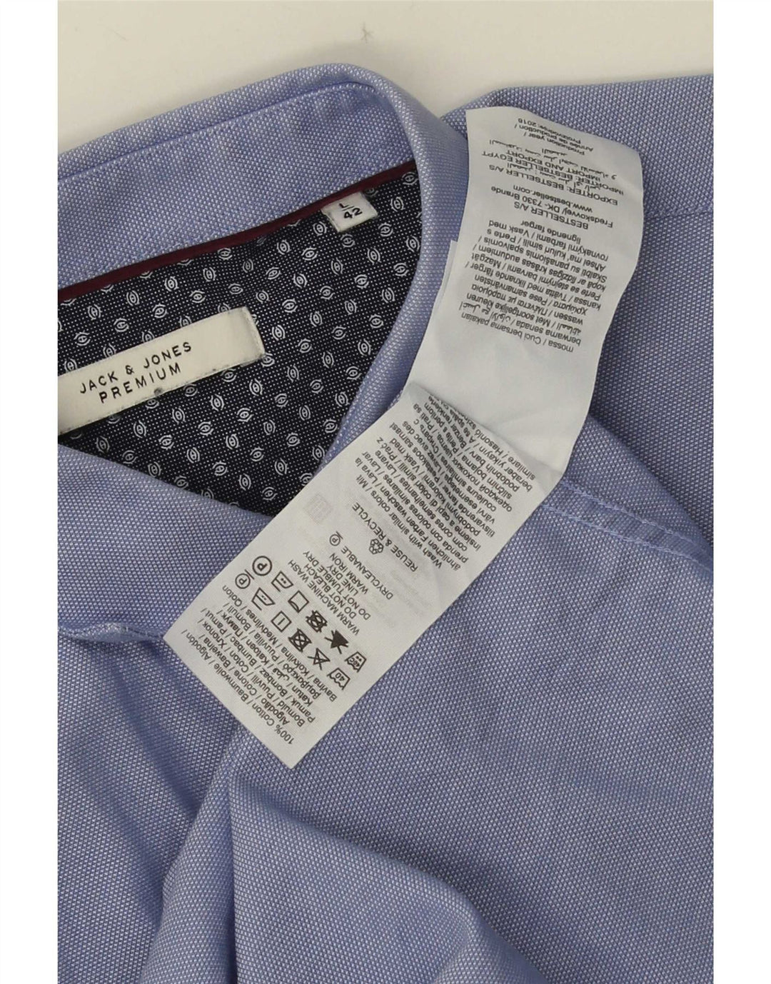 Camisa Jack & Jones Hombre Talla 42 Grande Algodón Azul
