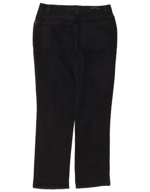 Lee Jeans rectos de ajuste relajado para mujer US 12 grande W32 L29 algodón negro