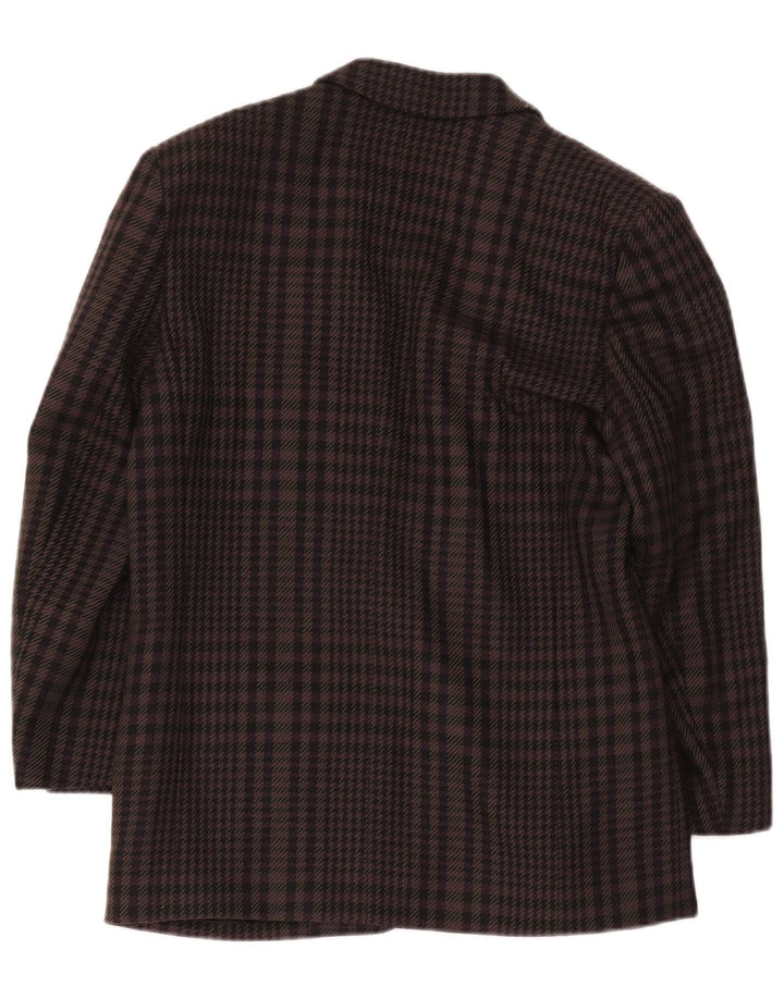 Helyett Chaqueta Blazer De 1 Botón Para Mujer IT 42 Lana De Pata De Gallo Marrón Medio