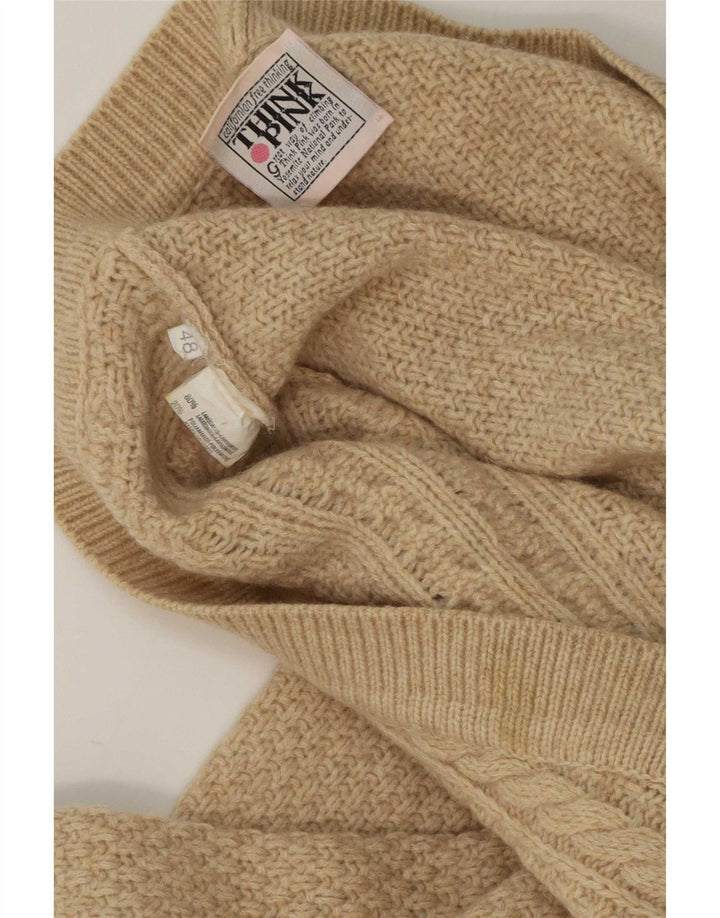 Think Pink Suéter tipo cárdigan para hombre IT 48 Lana de cordero beige medio