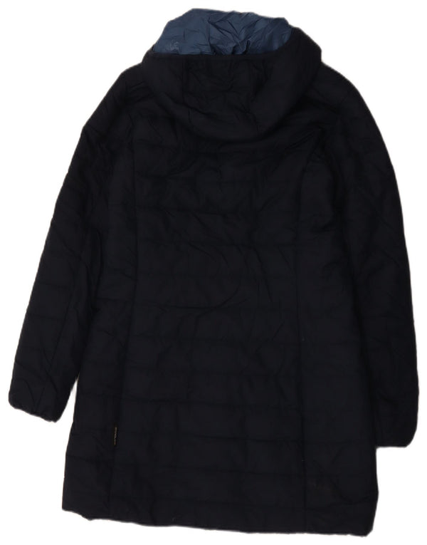 Jack Wolfskin Abrigo acolchado con capucha para mujer UK 8/10 Small Azul marino Poliéster