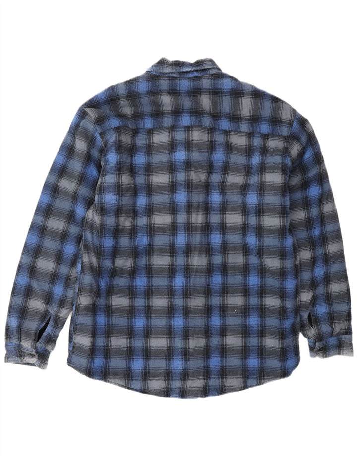 VINTAGE Camisa de franela para hombre XL Algodón a cuadros azules