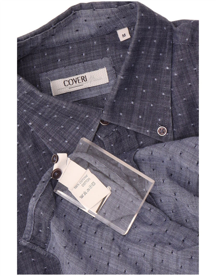 Camisa Coveri Hombre Mediana Algodón Moteado Azul Marino