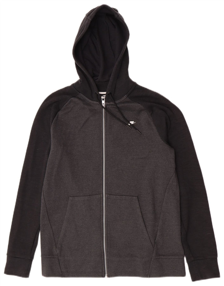 Nike - Sudadera con capucha y cremallera para hombre, algodón gris medio con bloques de color