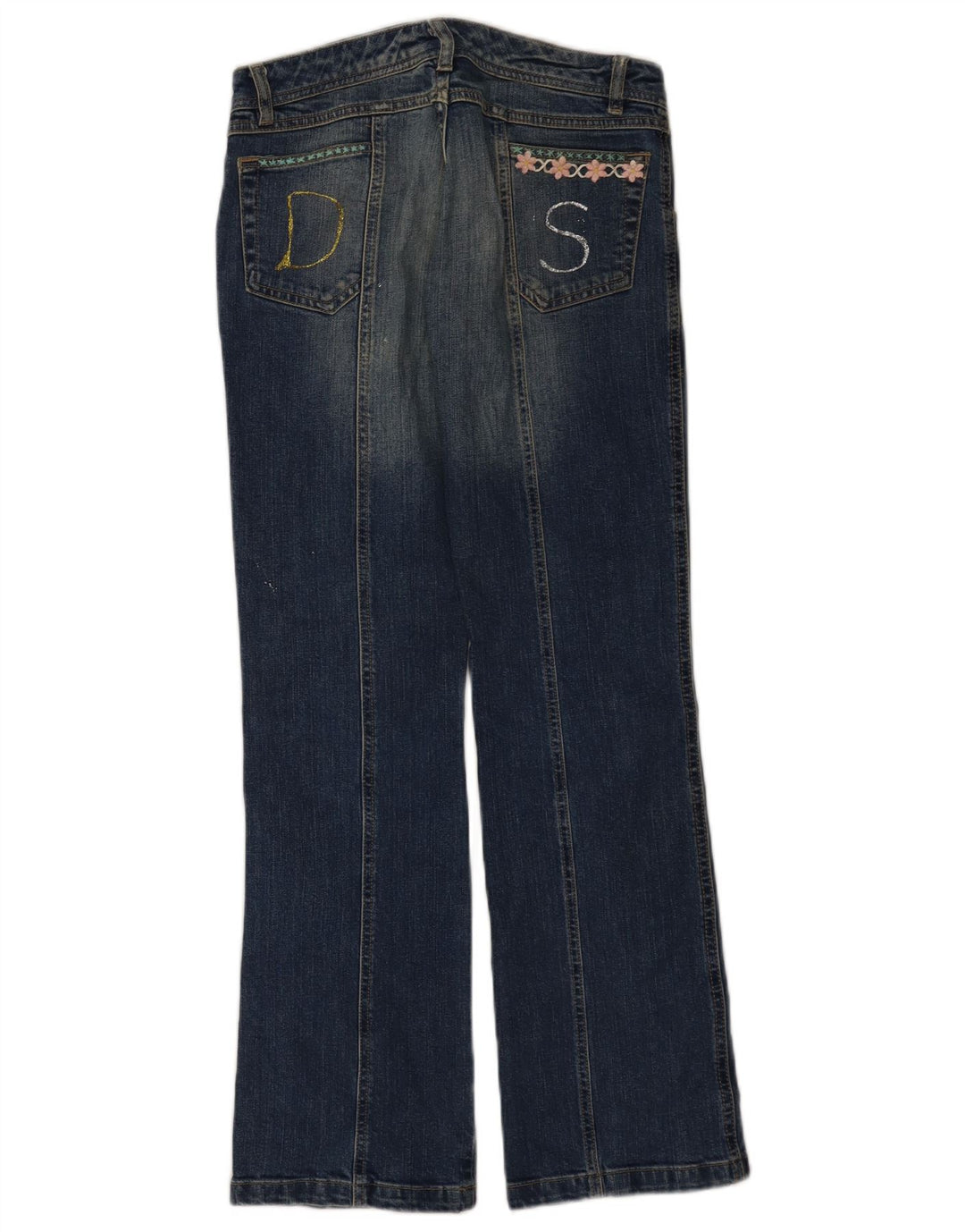 Vintage Mujer Bootcut Jeans W28 L31 Azul Marino