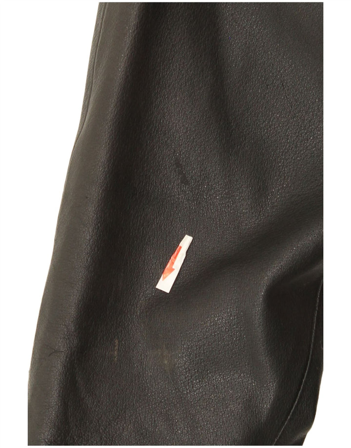 Vintage mujer chaqueta de cuero de gran tamaño IT 48 2XL cuero negro