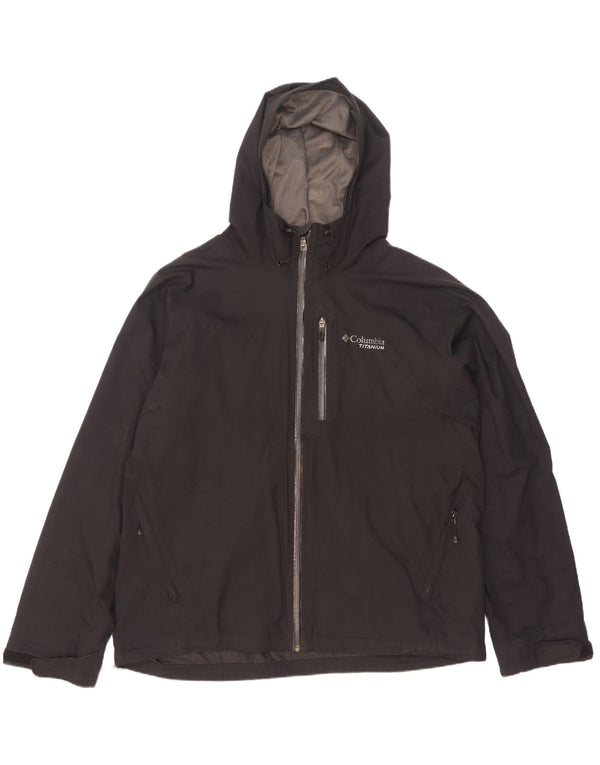 Columbia Chaqueta impermeable con capucha Titanium para hombre UK 42 XL Poliéster negro