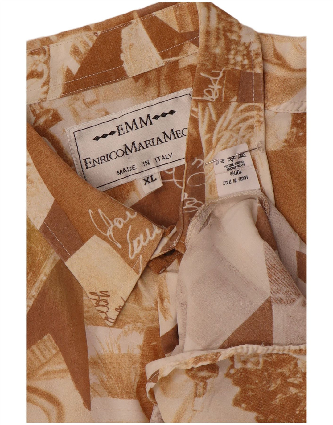 Camisa gráfica vintage para hombre XL Rayón marrón