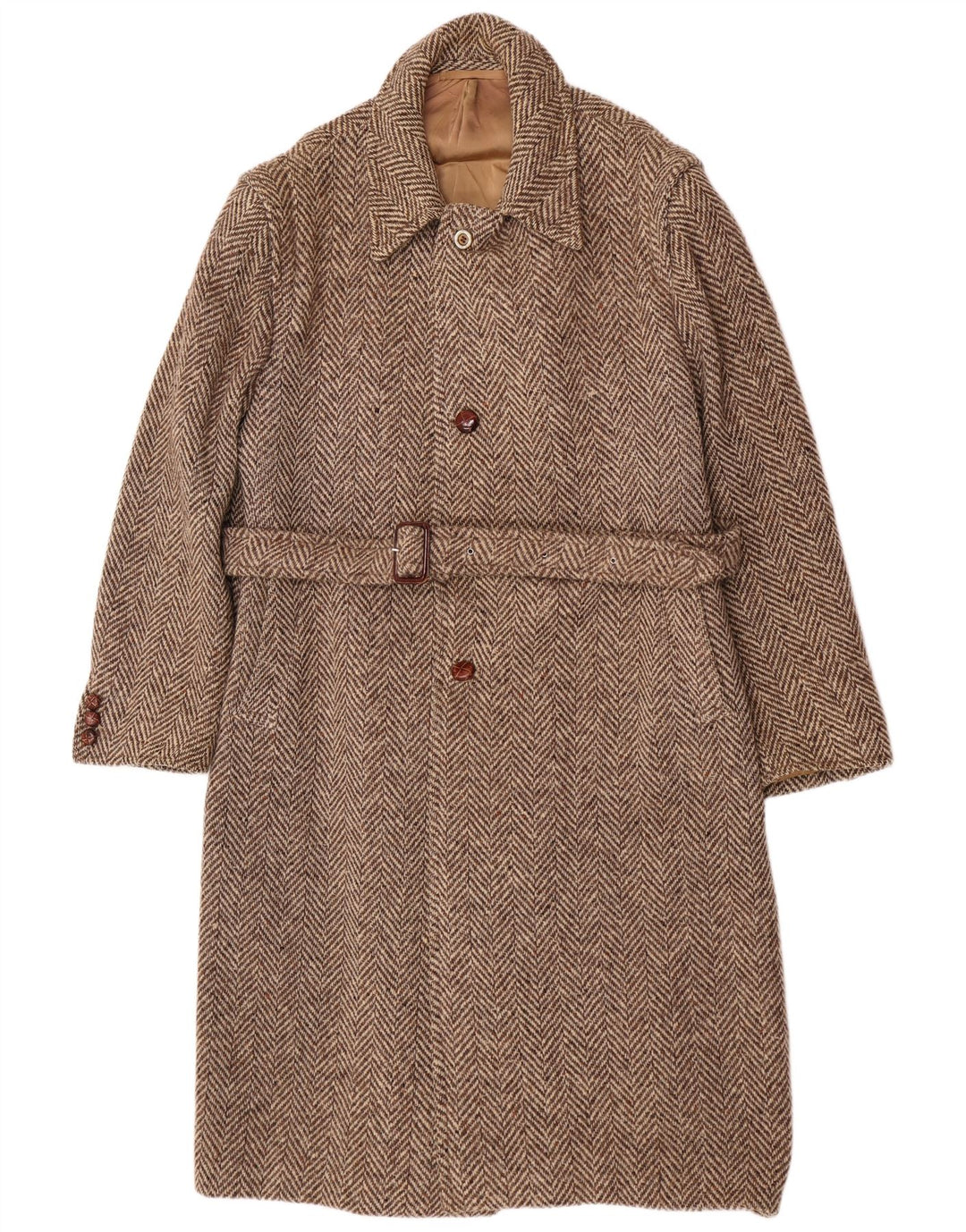 Moessmer Abrigo para hombre UK 42 XL Lana en espiga marrón