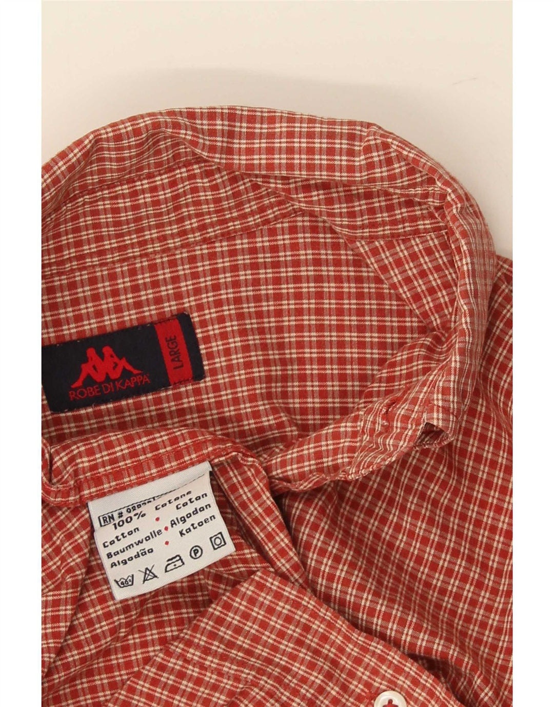 Camisa Kappa Hombre Grande Algodón Vichy Rojo