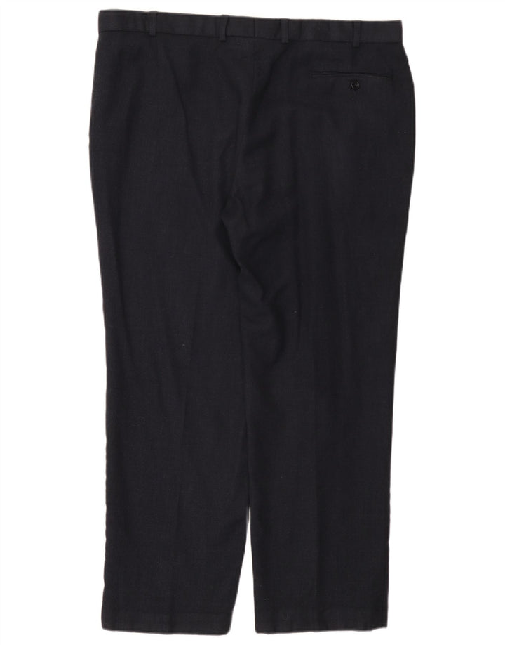 Marks & Spencer Pantalón de traje recto para hombre W40 L29 Lana azul marino