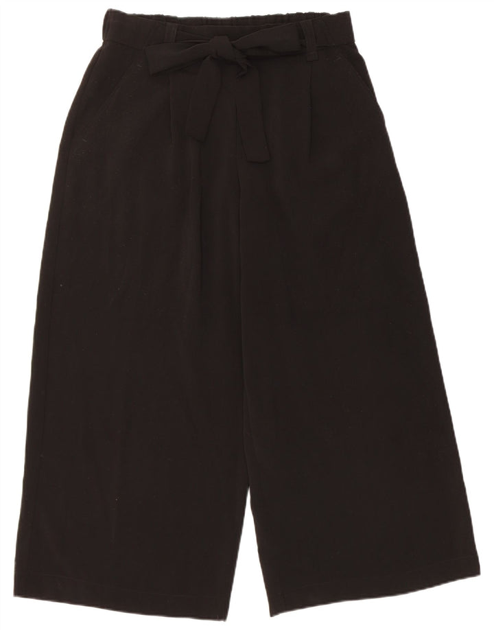 Zara Mujer Pantalón Capri De Pierna Ancha Mediano W28 L22 Poliéster Negro
