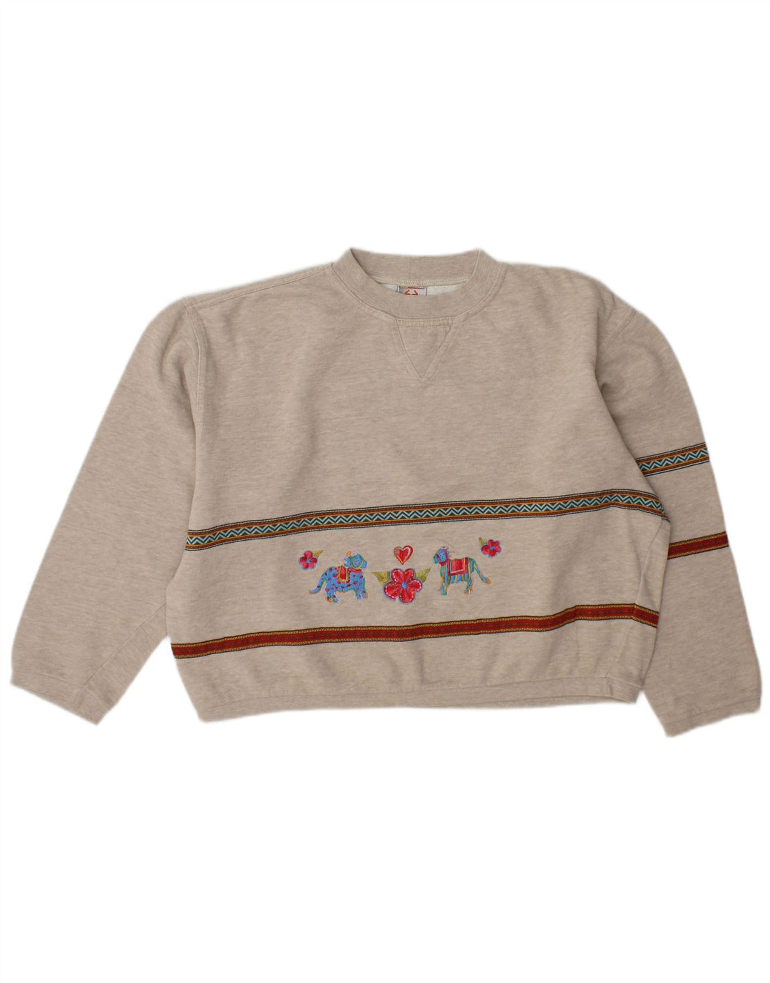 Stefanel - Sudadera con gráfico corto para mujer, talla 40, color gris medio a rayas
