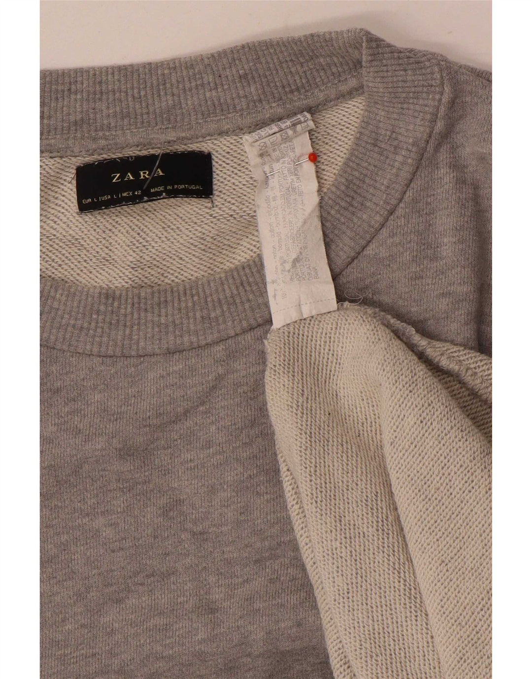 Zara Hombre Sudadera Jumper Large Algodón Moteado Gris
